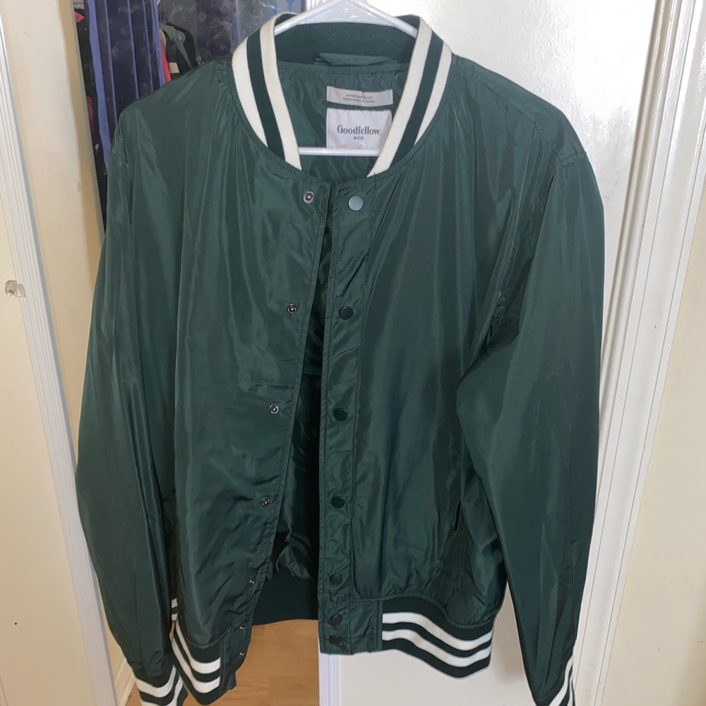 green and white varsity jacket size medium